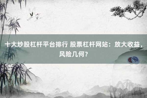 十大炒股杠杆平台排行 股票杠杆网站：放大收益，风险几何？