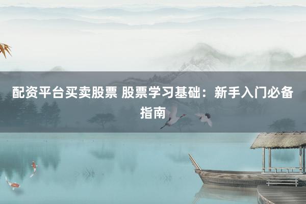 配资平台买卖股票 股票学习基础：新手入门必备指南