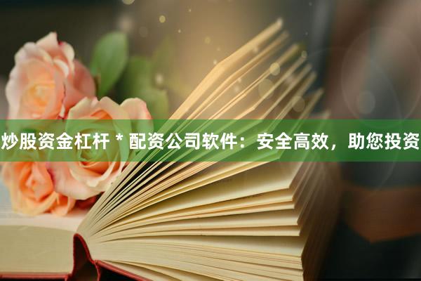 炒股资金杠杆 * 配资公司软件：安全高效，助您投资