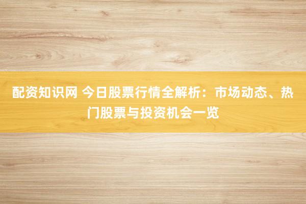 配资知识网 今日股票行情全解析：市场动态、热门股票与投资机会一览