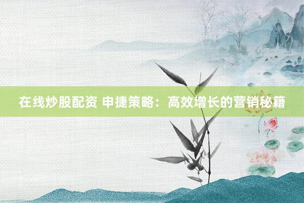 在线炒股配资 申捷策略：高效增长的营销秘籍