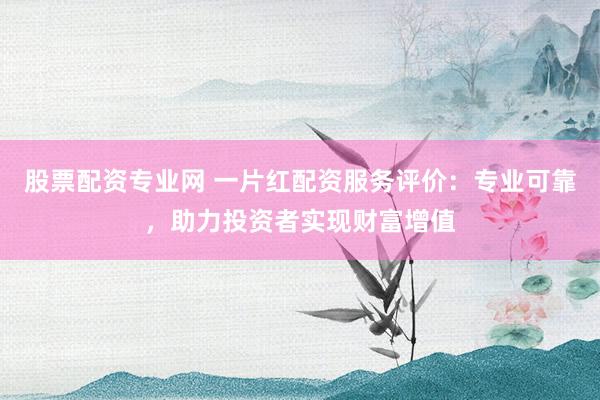 股票配资专业网 一片红配资服务评价：专业可靠，助力投资者实现财富增值
