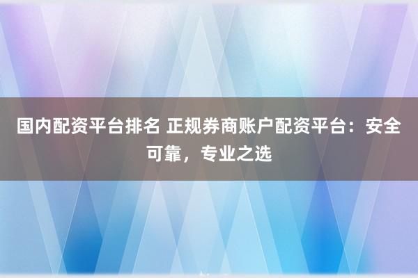 国内配资平台排名 正规券商账户配资平台：安全可靠，专业之选