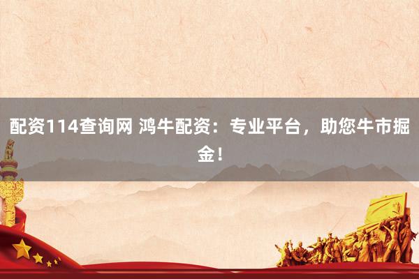 配资114查询网 鸿牛配资：专业平台，助您牛市掘金！