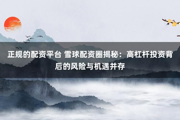 正规的配资平台 雪球配资圈揭秘：高杠杆投资背后的风险与机遇并存