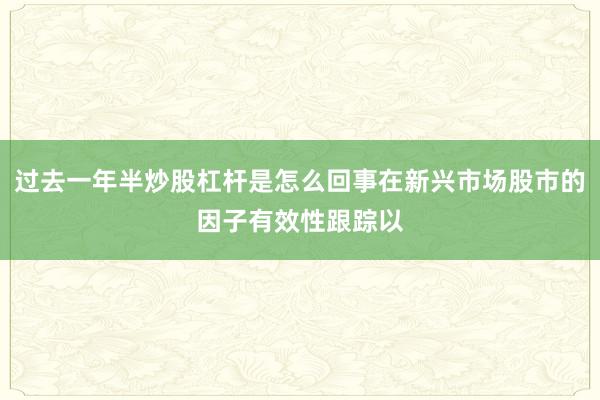 过去一年半炒股杠杆是怎么回事在新兴市场股市的因子有效性跟踪以