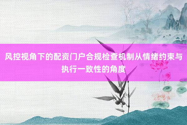 风控视角下的配资门户合规检查机制从情绪约束与执行一致性的角度