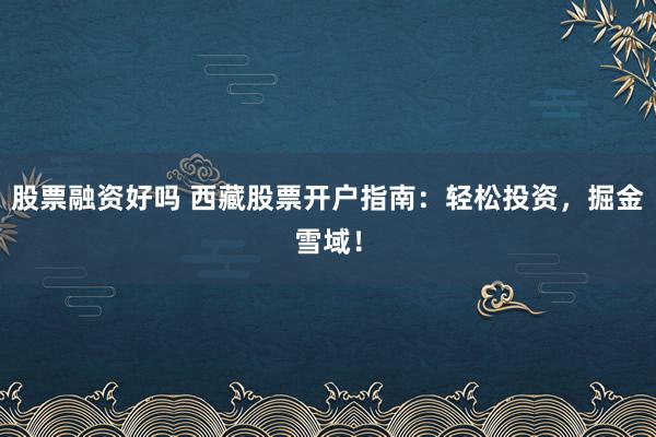 股票融资好吗 西藏股票开户指南：轻松投资，掘金雪域！