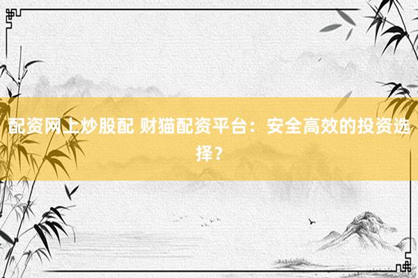 配资网上炒股配 财猫配资平台：安全高效的投资选择？