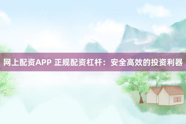 网上配资APP 正规配资杠杆：安全高效的投资利器