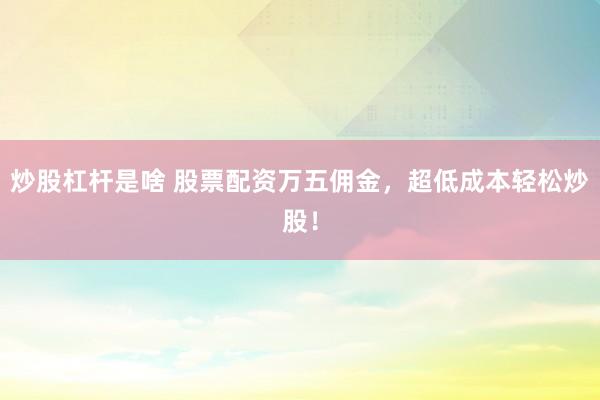 炒股杠杆是啥 股票配资万五佣金，超低成本轻松炒股！